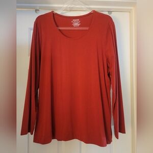 EUC Chico's Burnt Orange/Rust "The Ultimate Tee" Long Sleeve Top-Chico's 3 (XL)